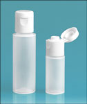 LDPE Plastic Bottles, Natural Cylinder Bottles w/ Smooth White Snap Top Caps