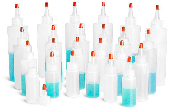 Natural LDPE Cylinder Bottles w/ Long Tip Spout Caps (Combo Kit) 