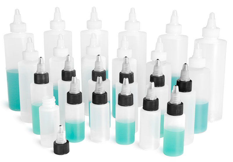 Plastic Bottles, Natural LDPE Cylinder Bottles With Twist Top Caps