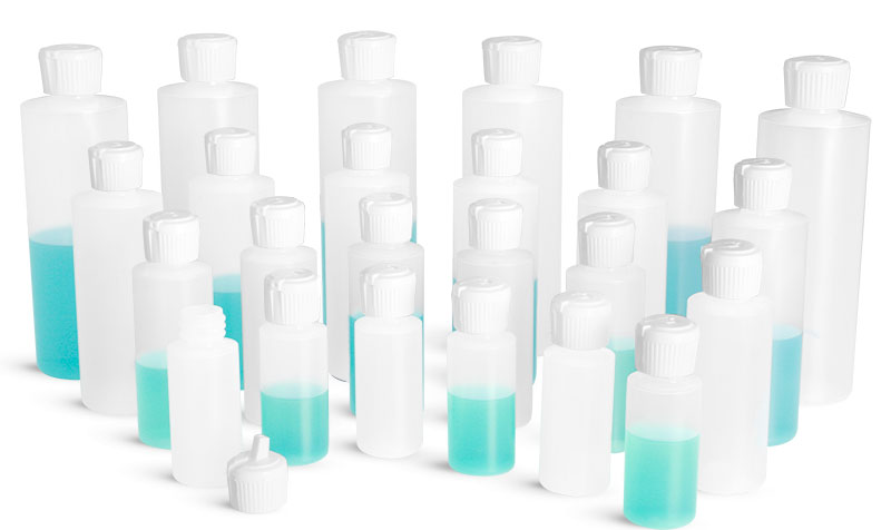 Natural LDPE Cylinder Bottles w/ Flip Top Spout Caps (Combo Kit) 