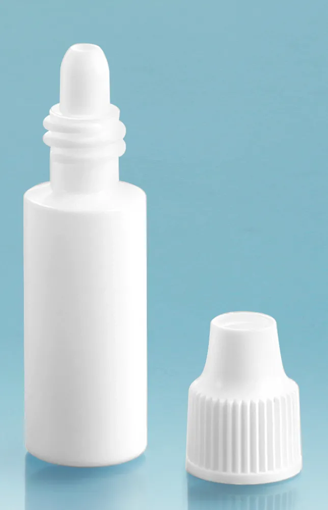 3 cc White LDPE Dropper Bottles w/ White Ribbed Caps and Controlled Dropper Tip Inserts