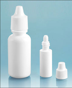15 cc White LDPE Dropper Bottles w/ White Ribbed Caps and Controlled Dropper Tip Inserts