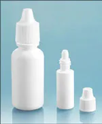 LDPE  White Dropper Bottles w/ White Ribbed Caps and Controlled Dropper Tip Inserts
