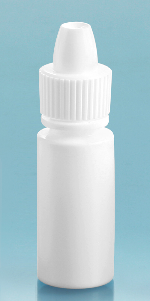 6 cc White LDPE Dropper Bottles w/ White Ribbed Caps and Controlled Dropper Tip Inserts