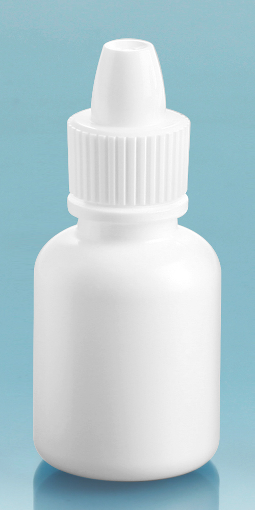 10 cc White LDPE Dropper Bottles w/ White Ribbed Caps and Controlled Dropper Tip Inserts