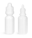 White LDPE Dropper Bottles w/ Dropper Tip Inserts and Ribbed Child Resistant Caps