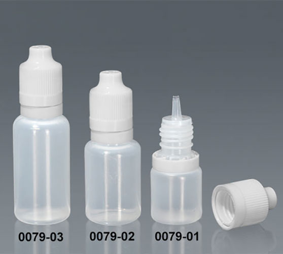 Plastic Bottles, Natural LDPE Dropper Bottles w/ Thin Dropper Tip Inserts and White Child Resistant Caps