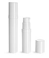 White Polypropylene Airless Pump Bottles w/ White Polypro Caps