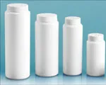 White Powder Style Bottles w/ White Twist Top Sifter Caps