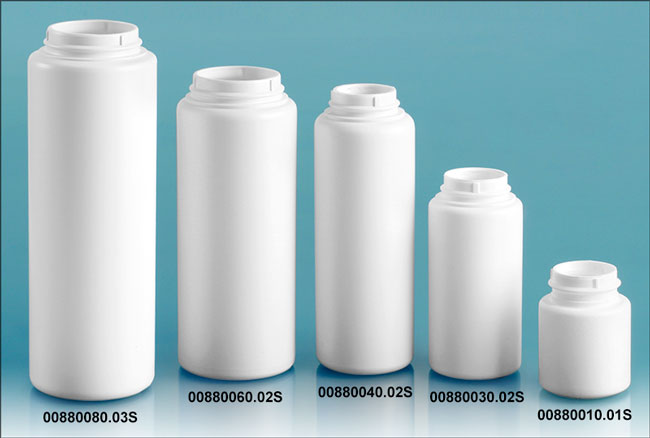 White HDPE Powder Bottles 