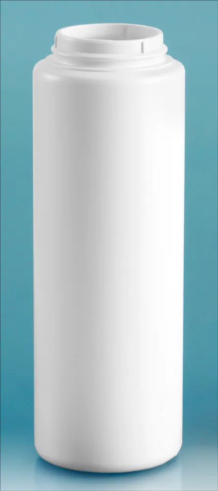 8 oz White HDPE Powder Bottles (Bulk), Caps NOT Included