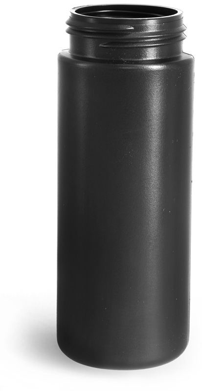Black HDPE Cylinder Bottles (Bulk), Caps Not Included