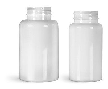 Plastic Bottles, White PET Wide Mouth Packer Bottles, (Bulk) Caps Not Included