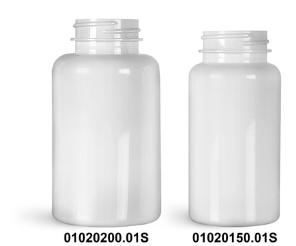 Plastic Bottles, White PET Wide Mouth Packer Bottles, (Bulk) Caps Not Included
