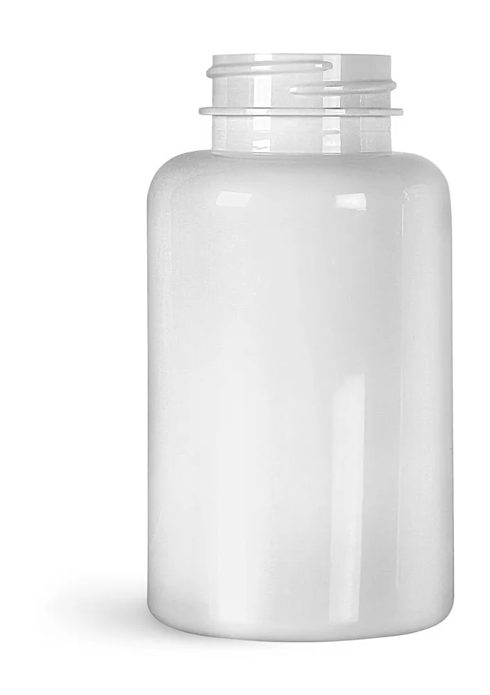 200 cc White PET Wide Mouth Packer Bottles, (Bulk) Caps Not Included