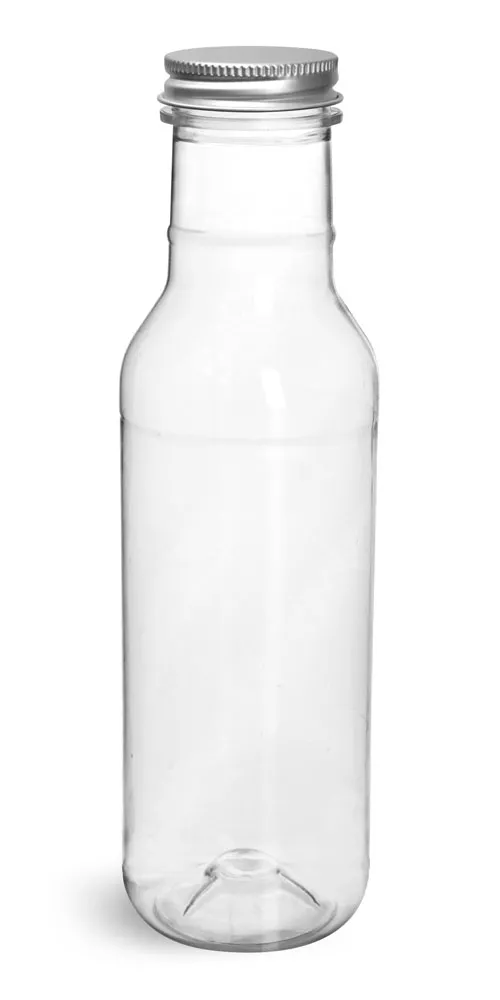 12 oz Clear PET Barbecue Sauce Bottles w/ Lined Aluminum Caps