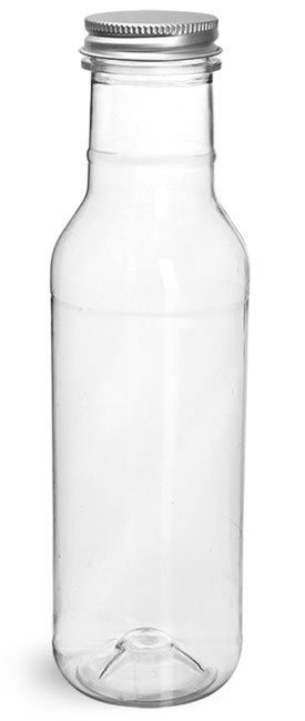 Plastic Bottles, Clear PET Barbecue Sauce Bottles w/ Lined Aluminum Caps