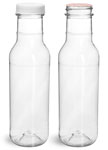 Clear PET Barbecue Sauce Bottles w/ White Ribbed Induction Lined Caps