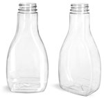 Plastic Bottles, Clear PET Oblong Sauce Bottles (Bulk) Caps NOT Included