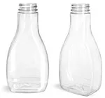 Plastic Bottles, Clear PET Oblong Sauce Bottles (Bulk) Caps NOT Included