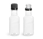Clear Nip Bottles w/ Black Tamper Evident Caps