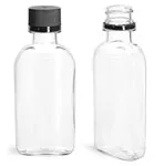  Clear PET Flasks w/ Black Tamper Evident Caps