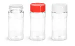 PET  Clear Spice Bottles w/ Unlined Caps and Sifter Fitments