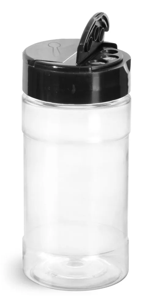 SpiceLuxe 8 oz Spice Jars with Lids - Square Clear Glass Spice Bottles with  Stainless Dispenser Caps (8 Pack, Dispenser cap)
