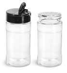 Clear Spice Bottles w/ Black Pressure Sensitive Lined Caps