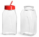 Clear PET Gripped Spice Bottles w/ Red Pressure Sensitive Lined Caps