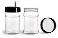 Plastic Jars, 10 oz Clear PET Spice Bottles w/ Black Pressure Sensitive Lined Caps