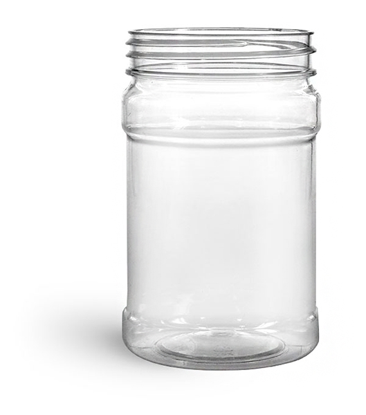 Food Jars, 10 oz Clear PET Plastic Jars (Bulk), Caps NOT Included