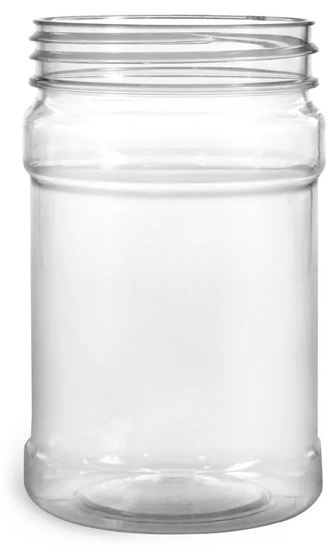10 oz Food Jars, Clear PET Plastic Jars (Bulk), Caps NOT Included