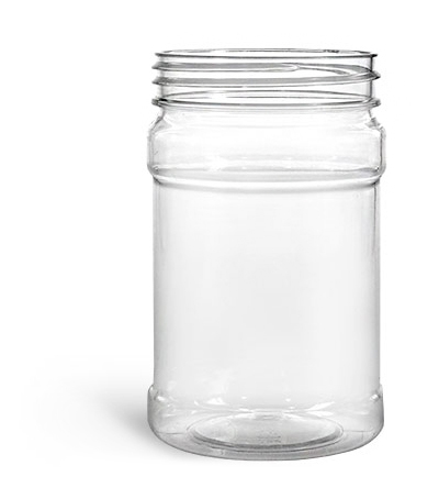 Food Jars, 10 oz Clear PET Plastic Jars (Bulk), Caps NOT Included
