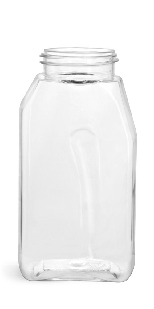 16 oz Clear PET Gripped Spice Bottles (Bulk), Caps Not Included