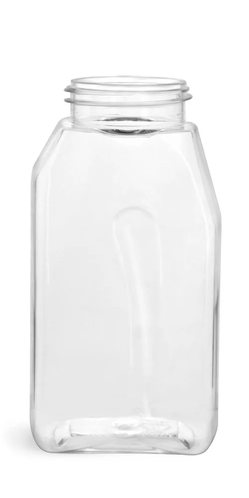 16 oz Clear PET Gripped Spice Bottles (Bulk), Caps Not Included