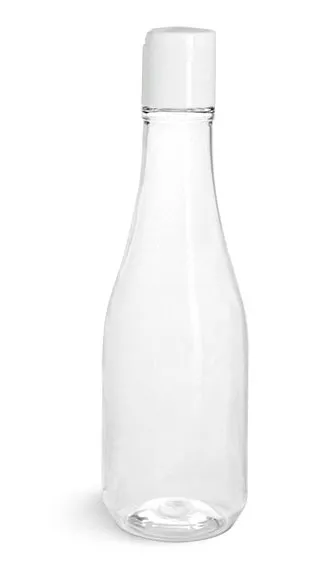 PET  Clear Woozy Bottles w/ White Disc Top Caps
