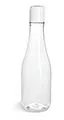 PET Plastic Bottles, Clear Woozy Bottles w/ White Disc Top Caps