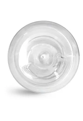 PET Plastic Bottles, Clear Woozy Bottles w/ Black Disc Top Caps