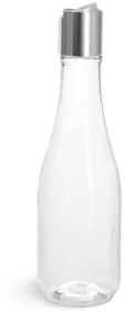 PET Clear Woozy Bottles w/ Silver Disc Top Caps