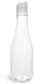 PET Clear Woozy Bottles w/ Natural Disc Top Caps