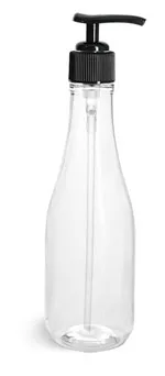 PET  Clear Woozy Bottles w/ White and Black Lotion Pumps