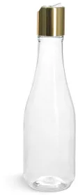 PET Clear Woozy Bottles w/ Gold Smooth Disc Top Caps