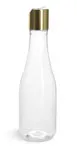 PET  Clear Woozy Bottles w/ Gold Smooth Disc Top Caps