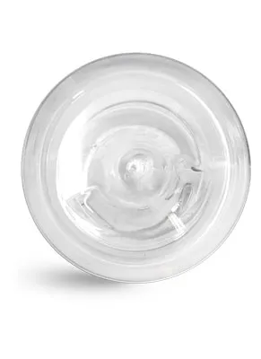 8 oz Clear PET Woozy Bottles w/ Black Ribbed Lined Caps & Orifice Reducers