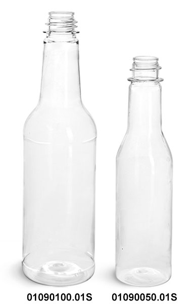 Plastic Bottles, Clear PET Sauce Bottles (Bulk) Caps NOT Included