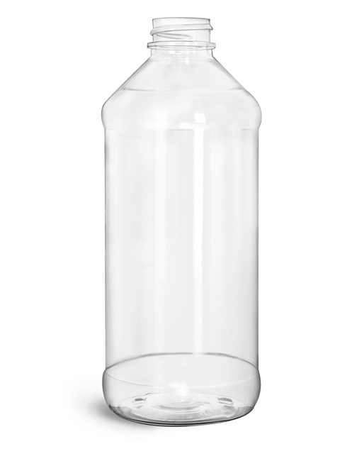 Plastic Bottles, Clear PET Modern Round Bottles (Bulk), Caps NOT Included