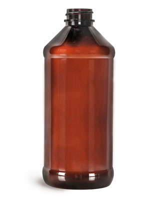 Plastic Bottles, Amber PET Modern Round Bottles (Bulk), Caps NOT Included