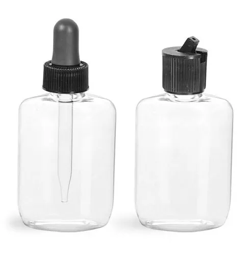 PVC Plastic Bottles, Clear Oval Bottles w/ Dispensing Caps