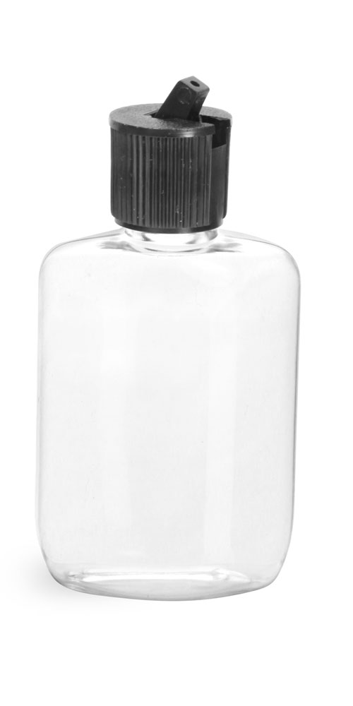 1.25 oz w/ Spout Cap Clear PVC Ovals w/ Black Spout Cap